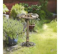 Outsunny Bird Bath for Garden, Birdbath w/ Lotus Leaf Basin, Bronze Tone, Brown