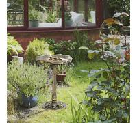 Outsunny Bird Bath for Garden, Birdbath w/ Lotus Leaf Basin, Bronze Tone, Brown