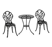 Outsunny 3 Piece Bistro Set, Aluminium Garden Furniture With Umbrella Hole
