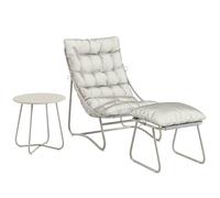 Outsunny Bistro Set for Garden, 3 Piece Outdoor Table and Chair with Footstool and Removable Cushions, Comfy Balcony Furniture