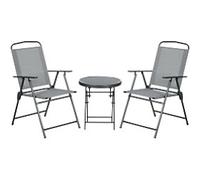 Outsunny Patio Bistro Set Folding Chairs & Coffee Table For Balcony In Light Grey Light Grey