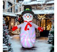 Outsunny 8FT Christmas Inflatable Outdoor Decoration with Dynamic Disco & LED Lights, Self-Inflating Christmas Blow Up Snowman for Garden, Indoor Outdoor Home Decor