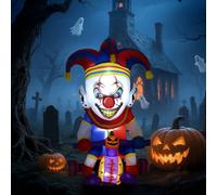 Outsunny 4ft Halloween Inflatable Clown on Bicycle, Blow Up Outdoor Halloween Decoration with 3 Built-in LED Lights for Garden, Party Indoor Outdoor