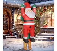 Outsunny 7FT Hanging Christmas Inflatable Santa with Dog, Christmas Blow Up Decoration with Built-in LED Lights for Garden, Indoor Outdoor Home Decor