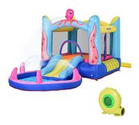 Outsunny Bouncy Castle w/ Slide Water Pool Trampoline, Blower 3.6 x 1.75 x 1.8m