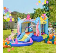 Outsunny 3 in 1 Kids Bouncy Castle with Slide and Pool Trampoline, Inflatable Water Park with Blower for Kids Age 3-8 Octopus Design 3.6 x 1.75 x 1.8m
