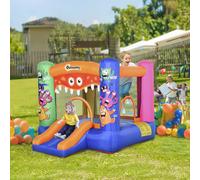 Outsunny Kids Bounce Castle House Inflatable Trampoline Slide Basket with Inflator for Kids Age 3-12 Monster Design w/ Carrybag | TJ Hughes