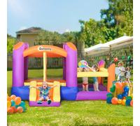 Outsunny Bouncy Castle with Slide Pool House Inflatable w/ Blower Multi-color