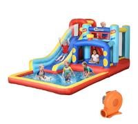 Outsunny 4 in 1 Kids Bouncy Castle W/ Slide Pool Trampoline Climbing Wall Blower