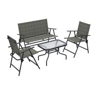 Outsunny Breathable Mesh Patio Set: Foldable Armchairs, Loveseat & Glass Table, Earthy Brown Aosom UK