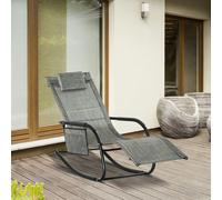Breathable Mesh Rocking Chair Recliner Seat & Removable Headrest Dark Grey Sun