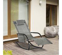 Outsunny Breathable Mesh Rocking Chair Outdoor Recliner W/ Headrest In Dark Grey Dark Grey