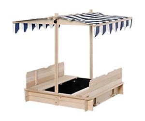 OutSunny Cabana Playset Sandbox 343-029 Fir Wood, PL (Polyester) Blue, White