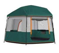 Outsunny Cabin Tent Easy Setup 3000mm Waterproof Camping Tent 4 Person with Carrying Bag Green