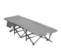 Outsunny Camping Bed for Adults, Single Folding Camp Bed, Padded Portable Camping Cot for Sleeping, with Carry Bag, Side Pocket and Cup Holder for Outdoor, Travel, Fishing, Black Black