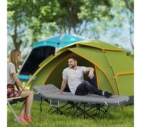 Outsunny Camping Bed For Adults With Mattress Folding Cot Light Grey