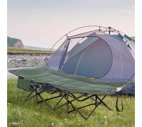 Outsunny Camping Bed W/ Carry Bag, Magazine Bag & Cup Holder, Grey