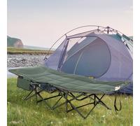 OUTSUNNY Camping Bed w/ Carry Bag, Magazine Bag & Cup Holder in Grey Outsunny Grey