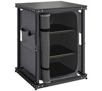 Outsunny Camping Camping Cupboards, Folding Portable Kitchen Table with 3-Tier Storage, Black
