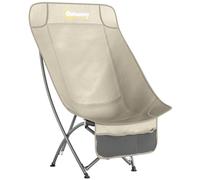 Outsunny Camping Chair for Adults Heavy Duty Folding Camp Chair with Side Pocket and Carry Bag Khaki