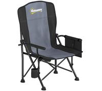 Outsunny Camping Chair Padded with Side Pocket - 59W x 60D x 94H cm - Black - Camping Chair