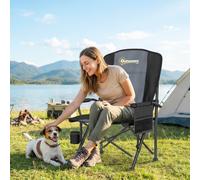 OUTSUNNY Camping Chair Padded with Side Pocket in Black Outsunny Black