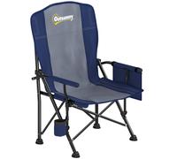 Outsunny Camping Chair Padded with Side Pocket - 59W x 60D x 94H cm - Dark Blue - Camping Chair