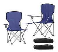 Outsunny Camping Chair For Adults, Set Of 2 Portable Folding Dark Blue