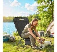 OUTSUNNY Camping Chair Portable with Side Pocket in Black | Size: Single Outsunny Black Single