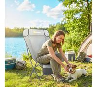 OUTSUNNY Camping Chair Portable with Side Pocket in Light Grey | Size: Single Outsunny Light Grey Single