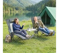 Outsunny Camping Chair Reclining Folding Portable Grey