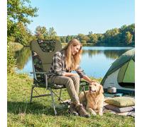 OUTSUNNY Camping Chair Reclining Padded for Adults in Green Outsunny Green