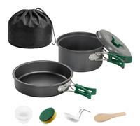Outsunny Camping Cookware Set, 8-Piece Ultralight Camping Cooking Kit with Anti-Scald Handles, Grey