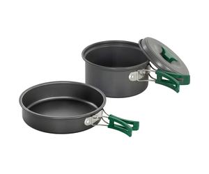 Outsunny Camping Cookware Set, 8-Piece Ultralight Camping Cooking Kit with Anti-Scald Handles, Grey