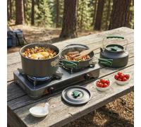 Outsunny Camping Cookware Set For 2-3 People, Camping Cooking Kit, Grey