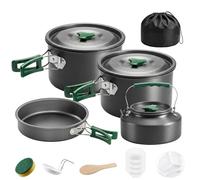 Outsunny Camping Cookware Set For 4-5 People, Aluminium Camping Cook, Grey Grey