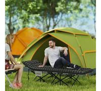 Outsunny Camping Cot for Adults with Mattress, Folding Bed, Black