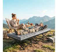 Outsunny Camping Cot Heavy Duty Folding Bed With Soft Pad, Grey