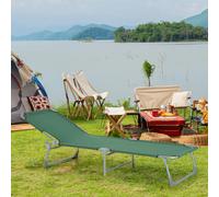 OUTSUNNY Camping Cot Picnic Sun Lounger Portable Folding Chaise Chair Patio in Green Outsunny Green
