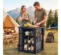 Outsunny Camping Cupboards, Folding Camping Kitchen Table With 3-Tier