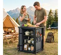 Outsunny Camping Cupboards, Folding Camping Kitchen Table with 3-Tier - Camping Kitchen - 61 x 53 x 80 cm - Carry bag, manual