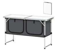 Outsunny Camping Cupboards Folding Portable with Storage, Silver