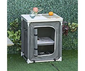 OutSunny Camping Foldable Table Aluminium, Oxford Cloth, MDF Grey Outdoor