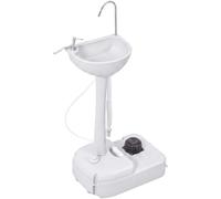 Outsunny Camping Sink 17L Portable Hand Wash Station with Towel Holder | Wastewater Tank NOT Included, Cold Water Only, Soap Dispenser, Rolling Wheels, Outdoor Sink, Events, Gatherings, Worksite