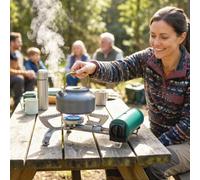 OUTSUNNY Camping Stove with Safety Shut-Off, Piezo Ignition Gas Stove Green Outsunny Green