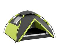 Outsunny Camping Tent, 3-4 Man Family Dome Tent, 2000mm Waterproof, with Carry Bag and Top Hook, for Fishing Hiking Festival, Quick Setup, Green Green and Grey