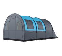 Outsunny 5-6 Man Camping Tent, 3000mm Waterproof Tunnel Family Tent Shelter with Bedroom and Adjustable Living Room, Easy Setup with Carry Bag, Grey and Blue