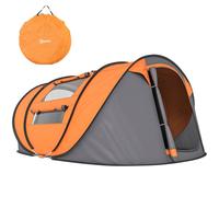 Outsunny Camping Tent Dome Pop-up Tent with Windows for 4-5 Person Orange