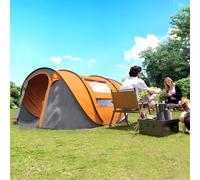 Outsunny Camping Tent Dome Pop-up Tent with Windows for 4-5 Person Orange