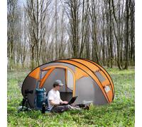 Outsunny Camping Tent Dome Pop-up Tent with Windows for 4-5 Person Orange